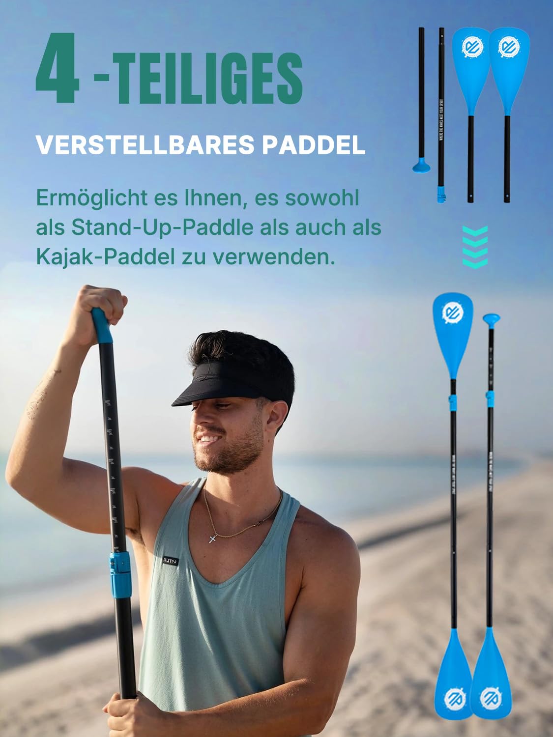 Niphean SUP Board Extra Groß – aufblasbares Stand-Up-Paddle für 2+1 Personen mit Balancierflügel, Handyhülle & Zubehör, familientauglich