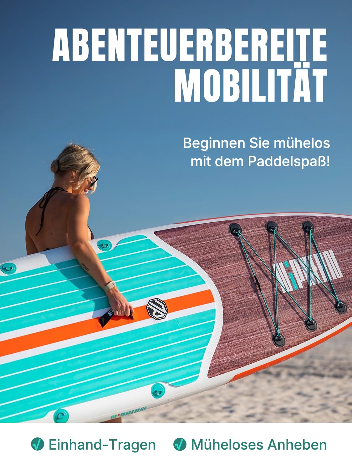Niphean SUP Board 320 cm – aufblasbares Paddleboard für Erwachsene mit Sitz & Zubehör, bis 200 kg Tragkraft, geeignet für 2 Personen