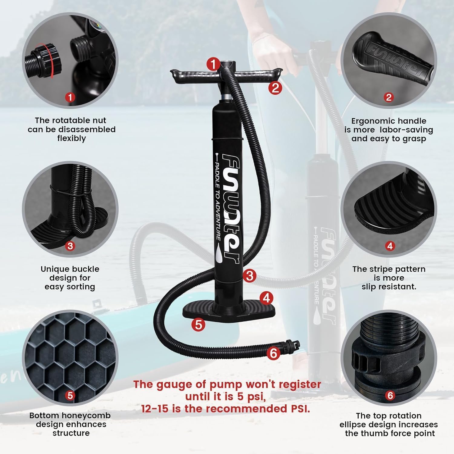 FunWater SUP Board 10'6" & 11'6" – aufblasbares Stand-Up-Paddle mit Flossen, Leash, Pumpe, Paddel & Rucksack, für alle Könnensstufen