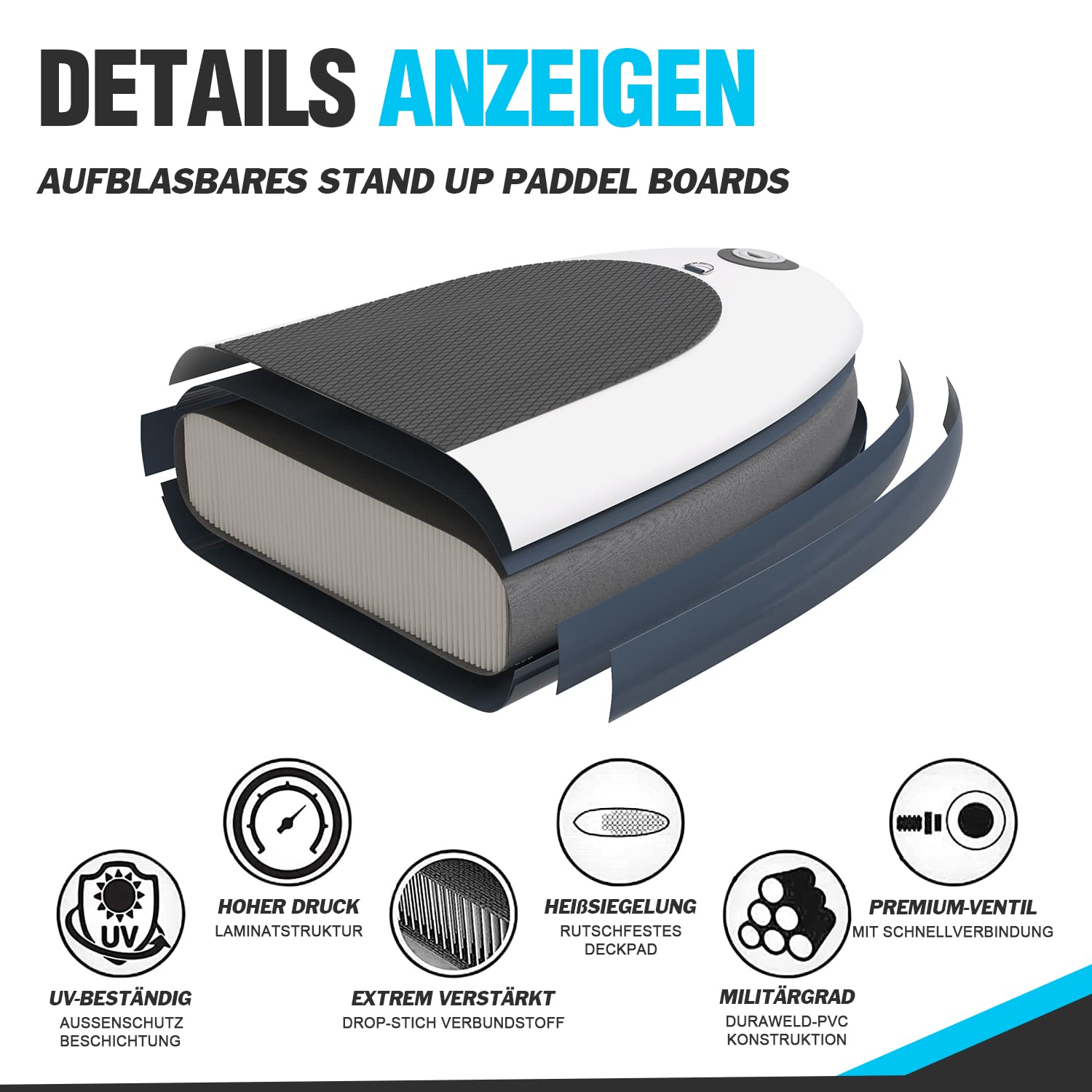 Zupapa 320cm Stand Up Paddling Board, 82cm Breite SUP Board Set | Aufblasbares Stand Up Paddle Board mit Kajak Sitz | Komplettes Zubehör
