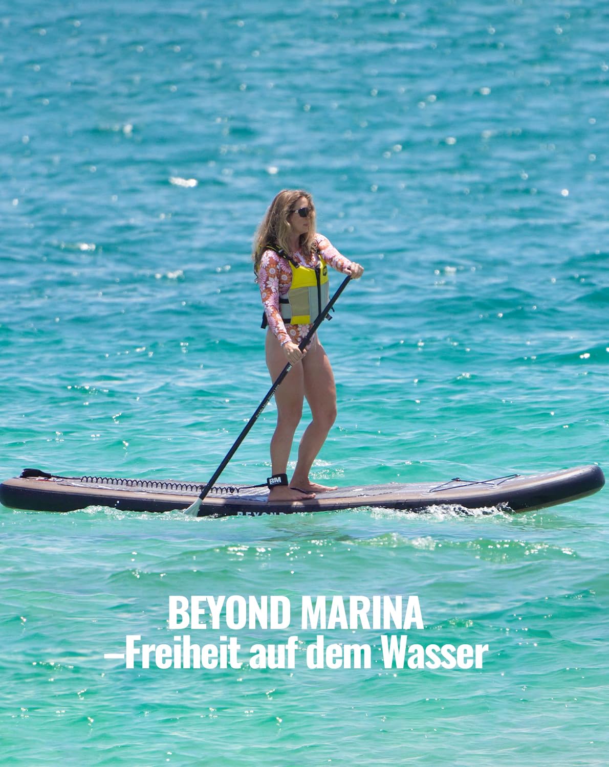 BEYOND MARINA SUP Board 320×81×15 cm – aufblasbares Paddleboard mit Sitz, 2-in-1 Paddel, Pumpe, Rucksack & Leash, Design Holzmaserung