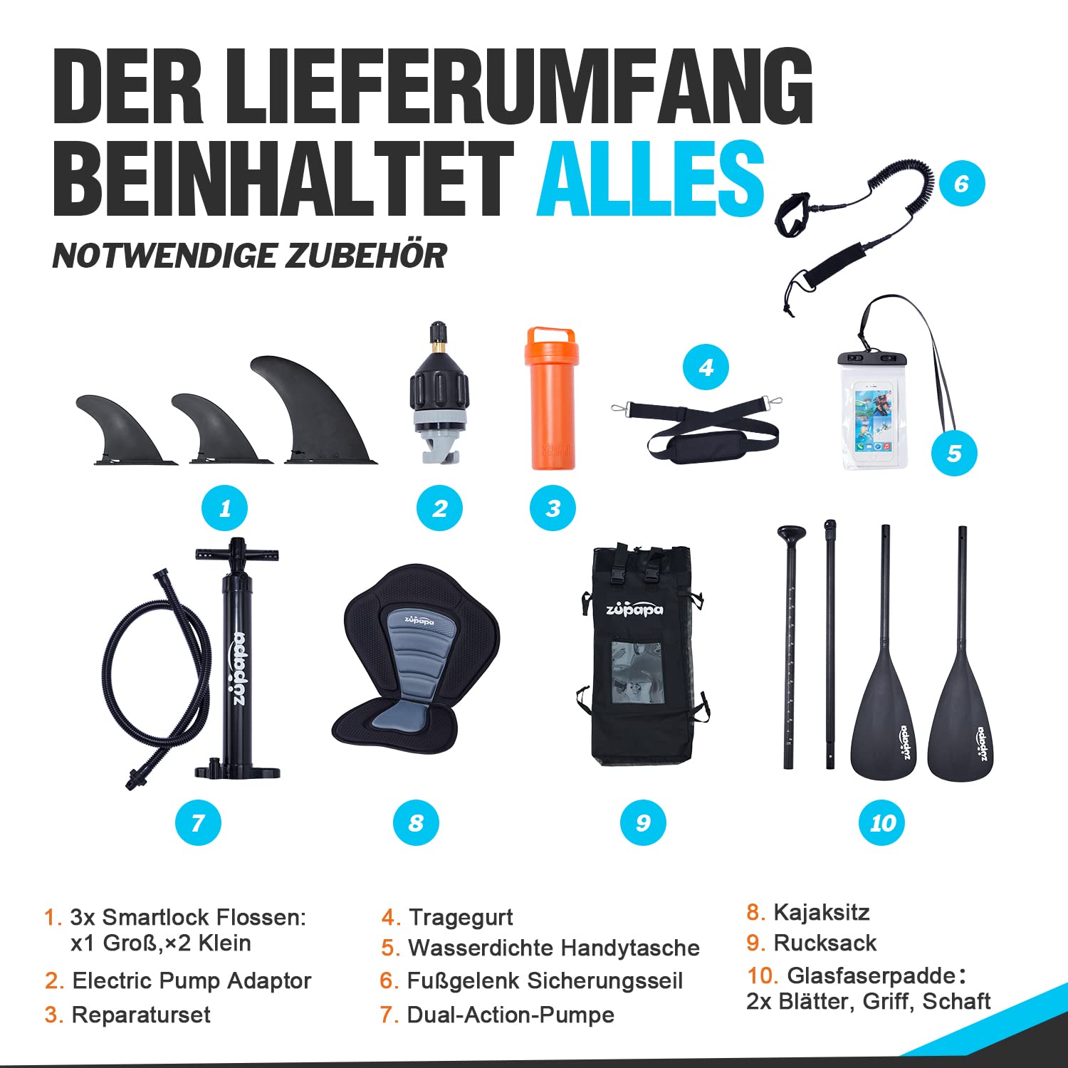Zupapa 320cm Stand Up Paddling Board, 82cm Breite SUP Board Set | Aufblasbares Stand Up Paddle Board mit Kajak Sitz | Komplettes Zubehör
