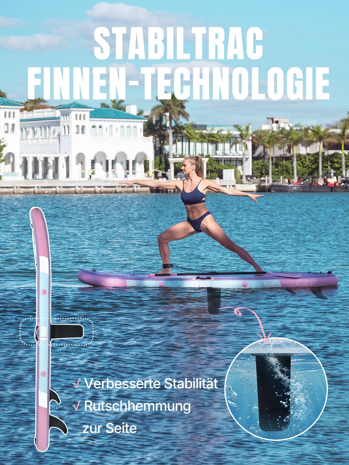 Niphean SUP Board 305 cm – aufblasbares Paddleboard mit Balancierflügel & robustem Zubehör, für Erwachsene, auch als Yoga SUP nutzbar