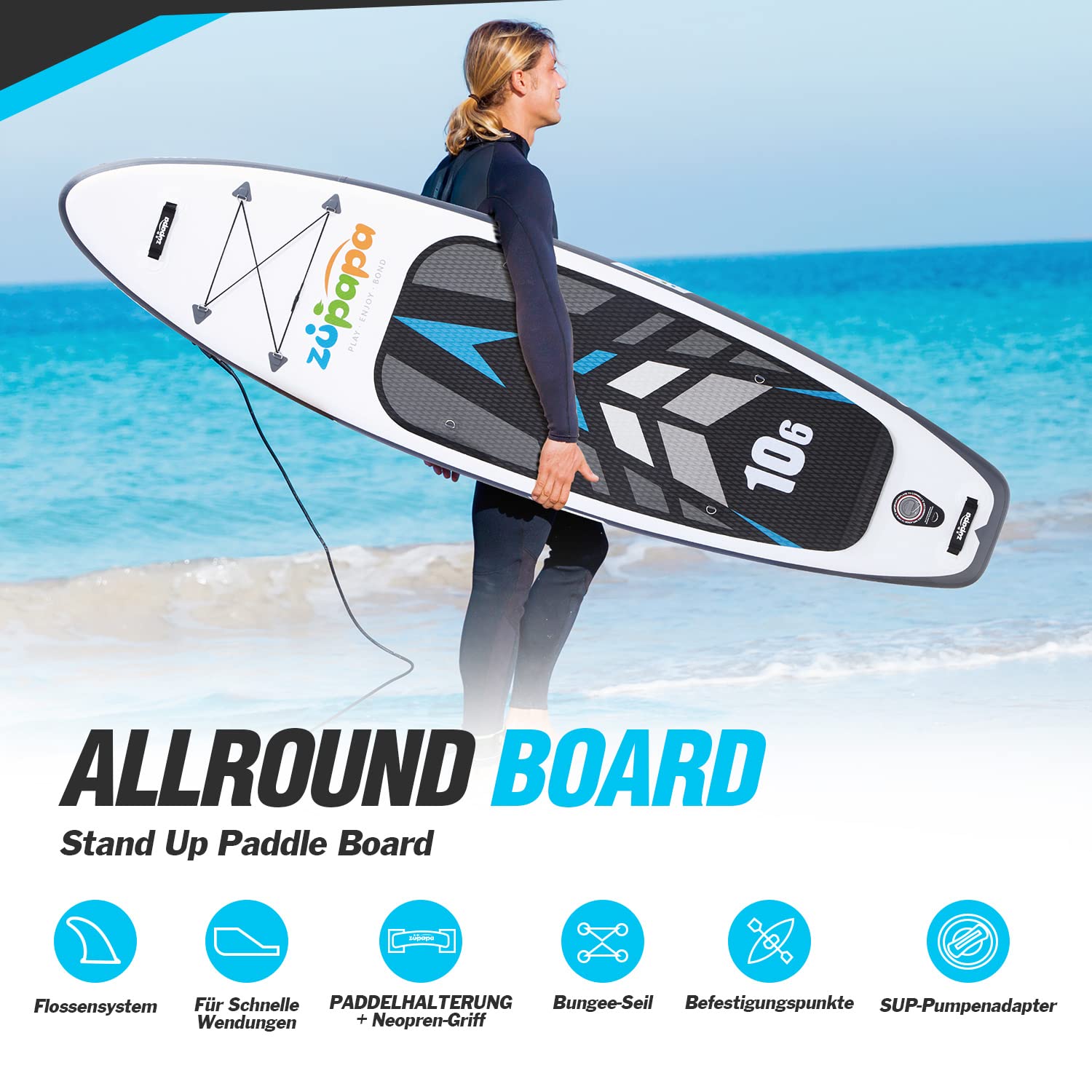 Zupapa 320cm Stand Up Paddling Board, 82cm Breite SUP Board Set | Aufblasbares Stand Up Paddle Board mit Kajak Sitz | Komplettes Zubehör