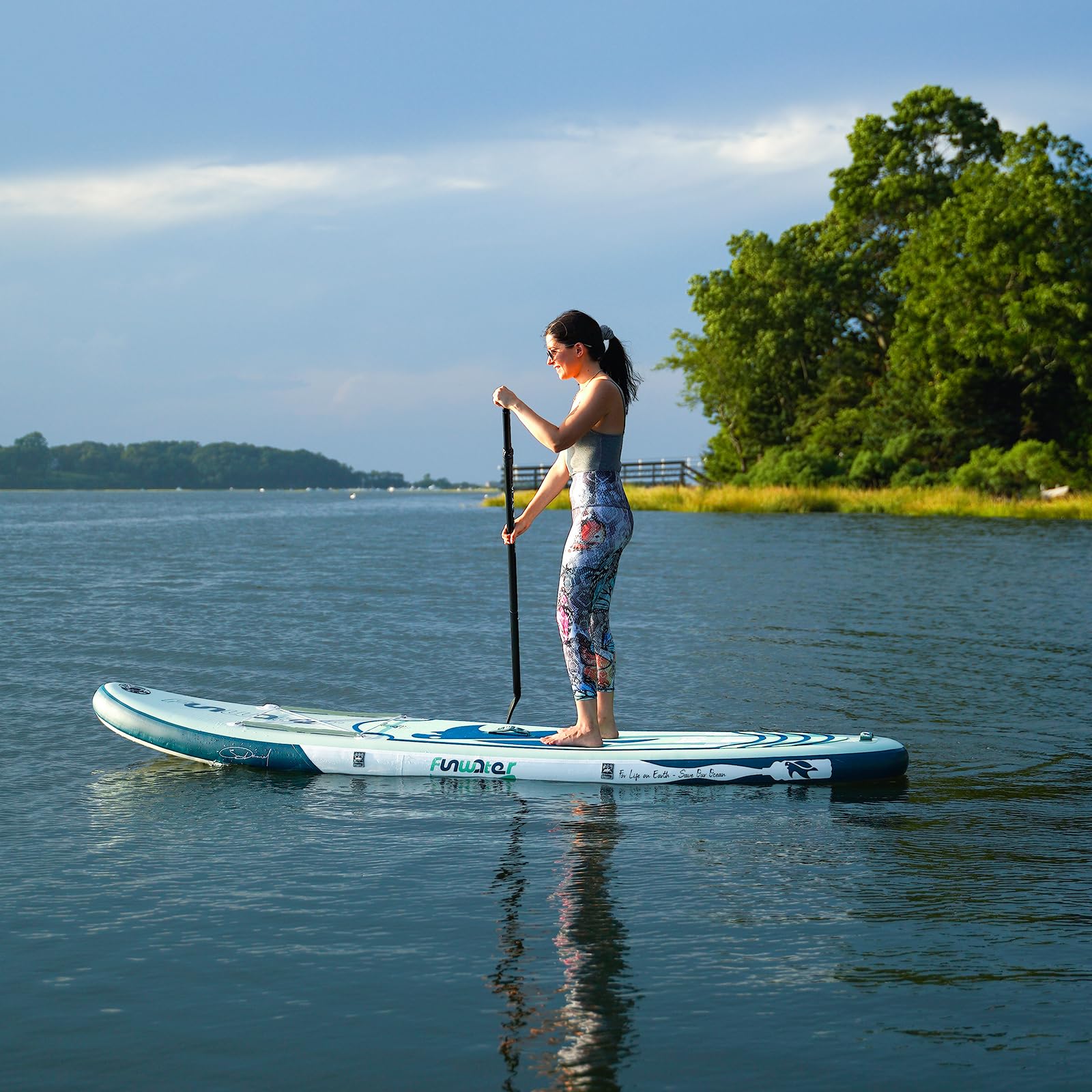 FunWater SUP Board 320/350 cm – aufblasbares Paddleboard mit Paddel, Pumpe, Rucksack, Leash & Drybag, Komplettset Schildi-Grün