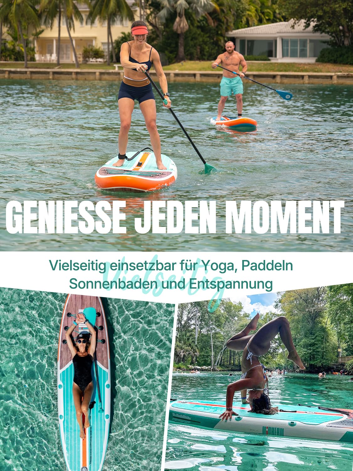 Niphean SUP Board 320 cm – aufblasbares Paddleboard für Erwachsene mit Sitz & Zubehör, bis 200 kg Tragkraft, geeignet für 2 Personen