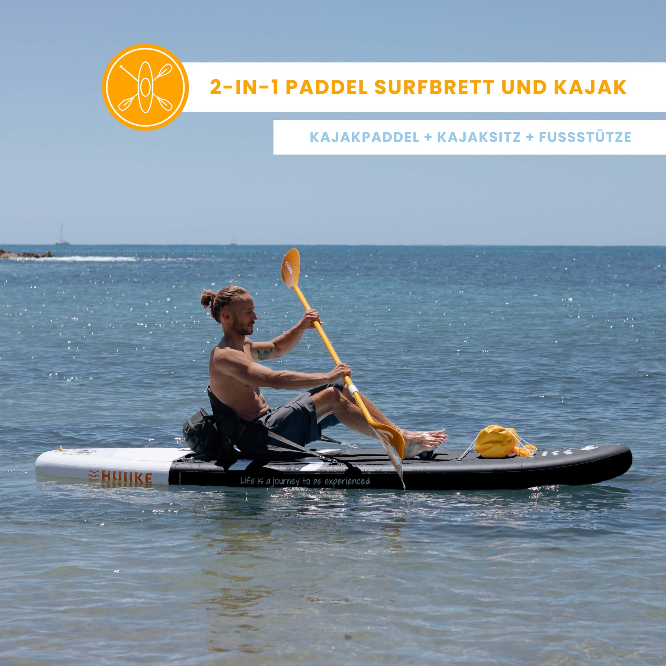 HUIIKE SUP Board 305×84×15 cm – aufblasbares Stand-Up-Paddle mit Paddel, Finnen & Pumpe, stabiles Board bis 130 kg Belastbarkeit