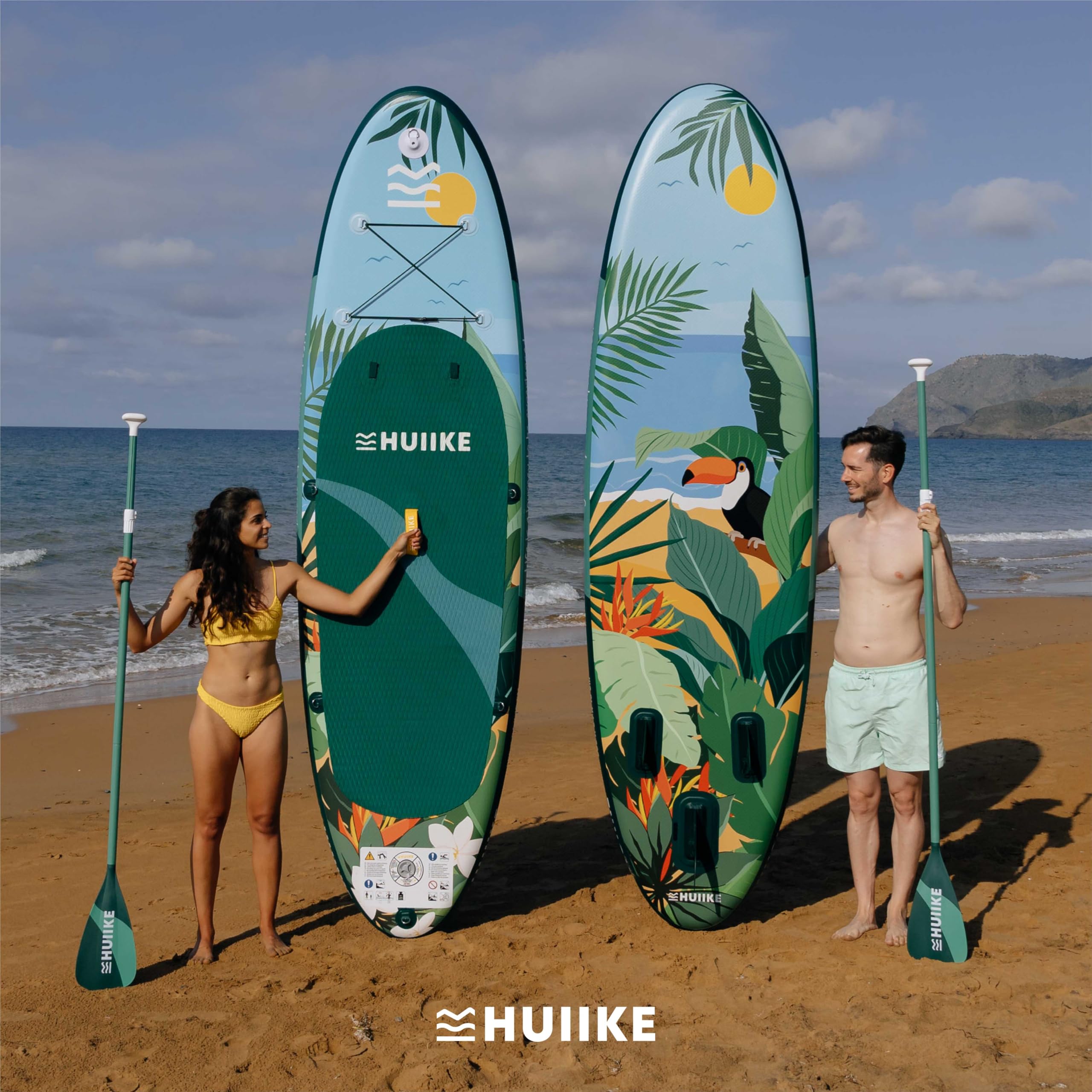 HUIIKE SUP Board 305×84×15 cm – aufblasbares Paddleboard mit Paddel, Finnen & Pumpe, stabiles Board bis 130 kg