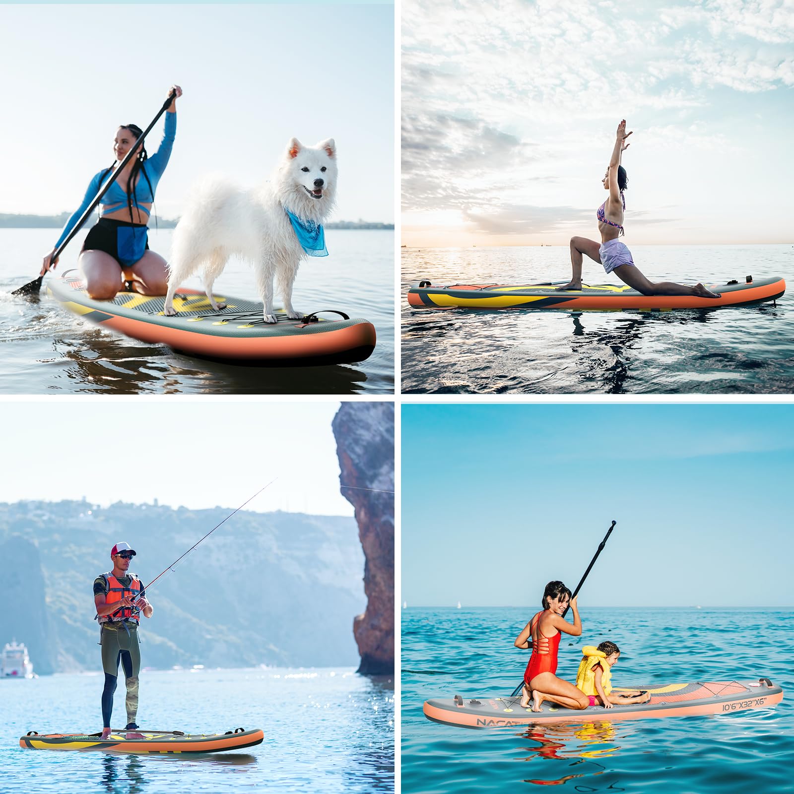 10'6" SUP Board aufblasbar – Komplettset für Erwachsene mit Kajak-Umrüstsatz, Einzel-/Doppelpaddel, Sitz, Rucksack & Zubehör