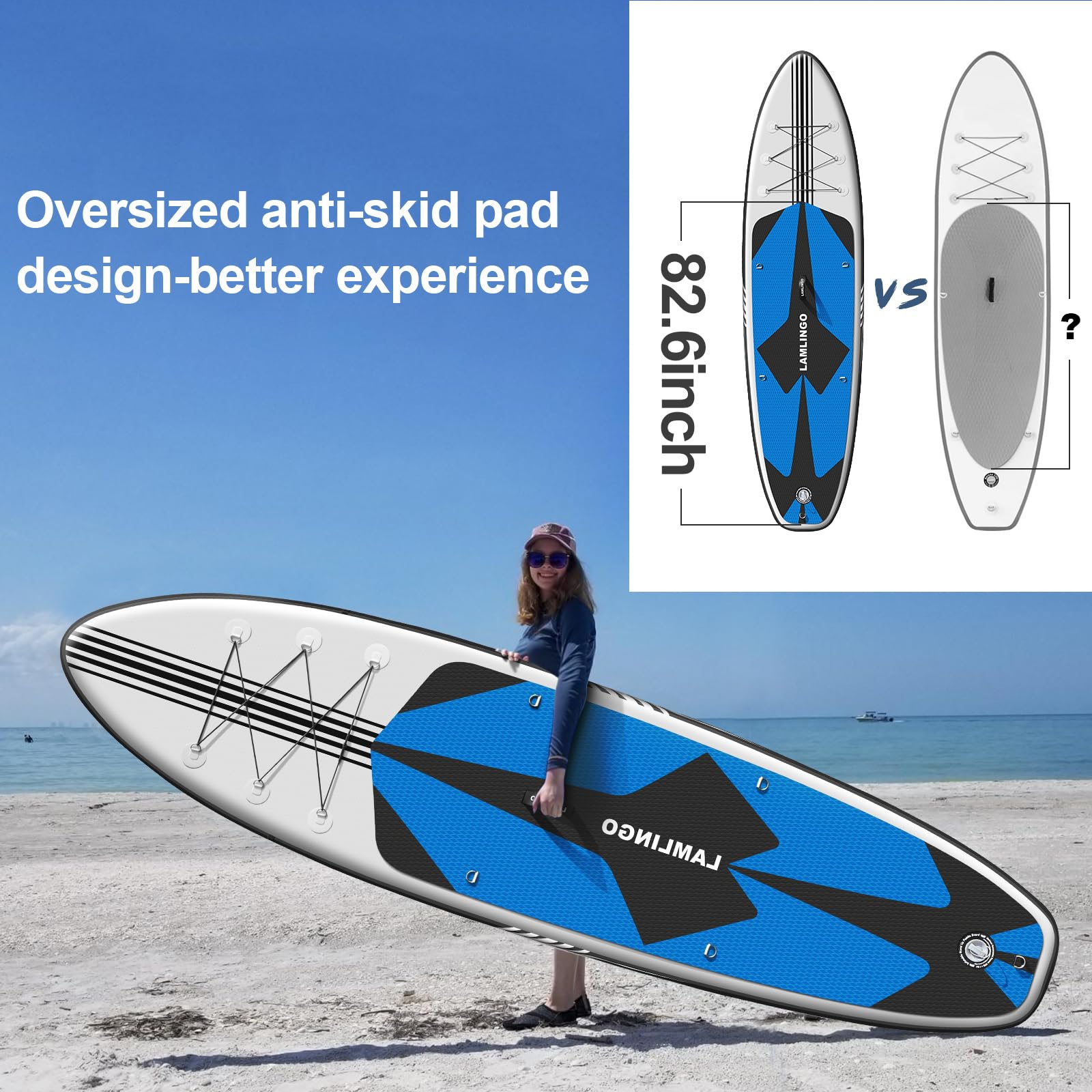 Rolimate SUP Board Paddle Board Dickes Stand Up Paddling SUP Board Set für Sport Rudern/Rucksack/Spule Leine/Leash/Mobiles Wasserdichtes Gehäuse