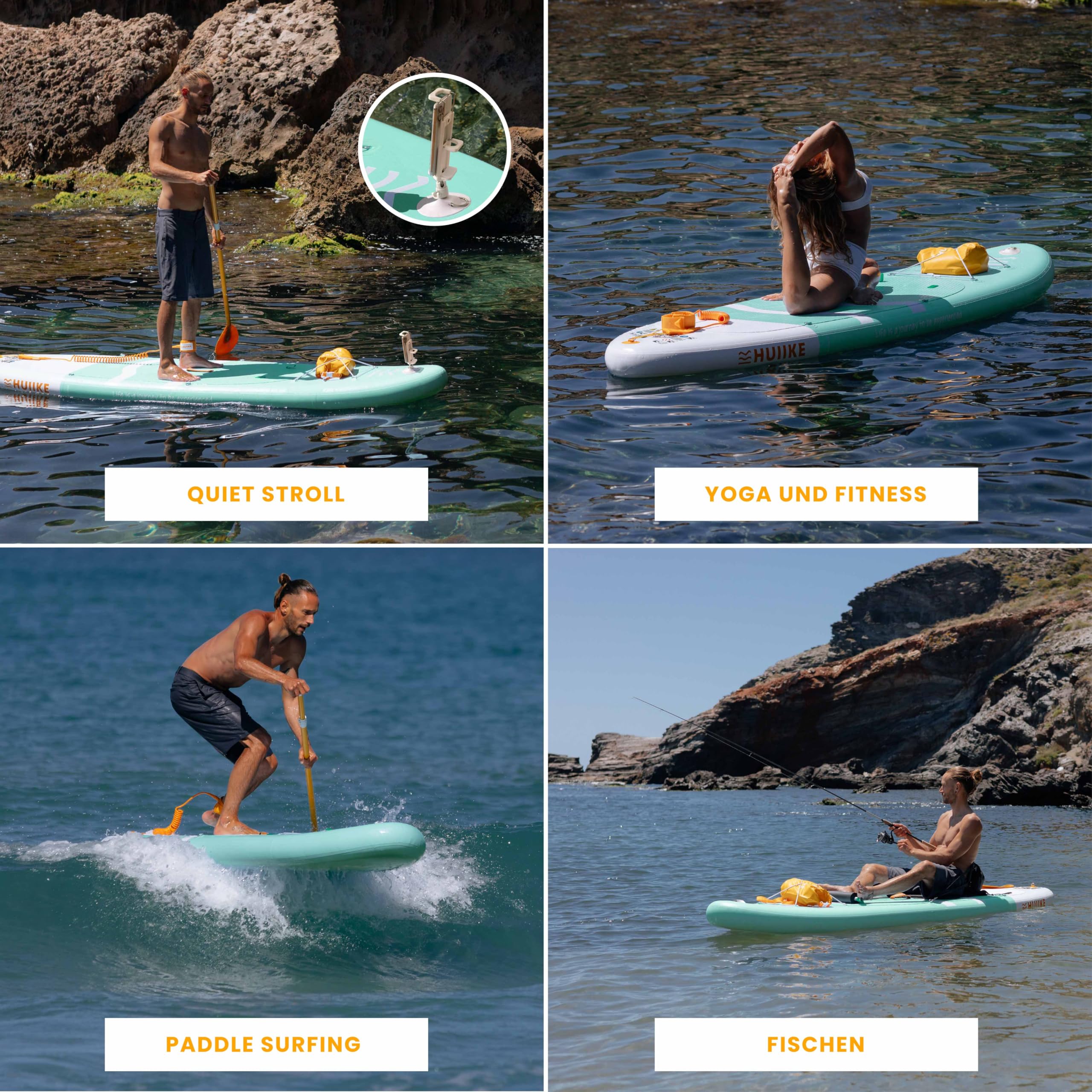HUIIKE SUP Board 305×84×15 cm – aufblasbares Paddleboard mit Paddel, Finnen & Pumpe, stabiles Board bis 130 kg Tragkraft