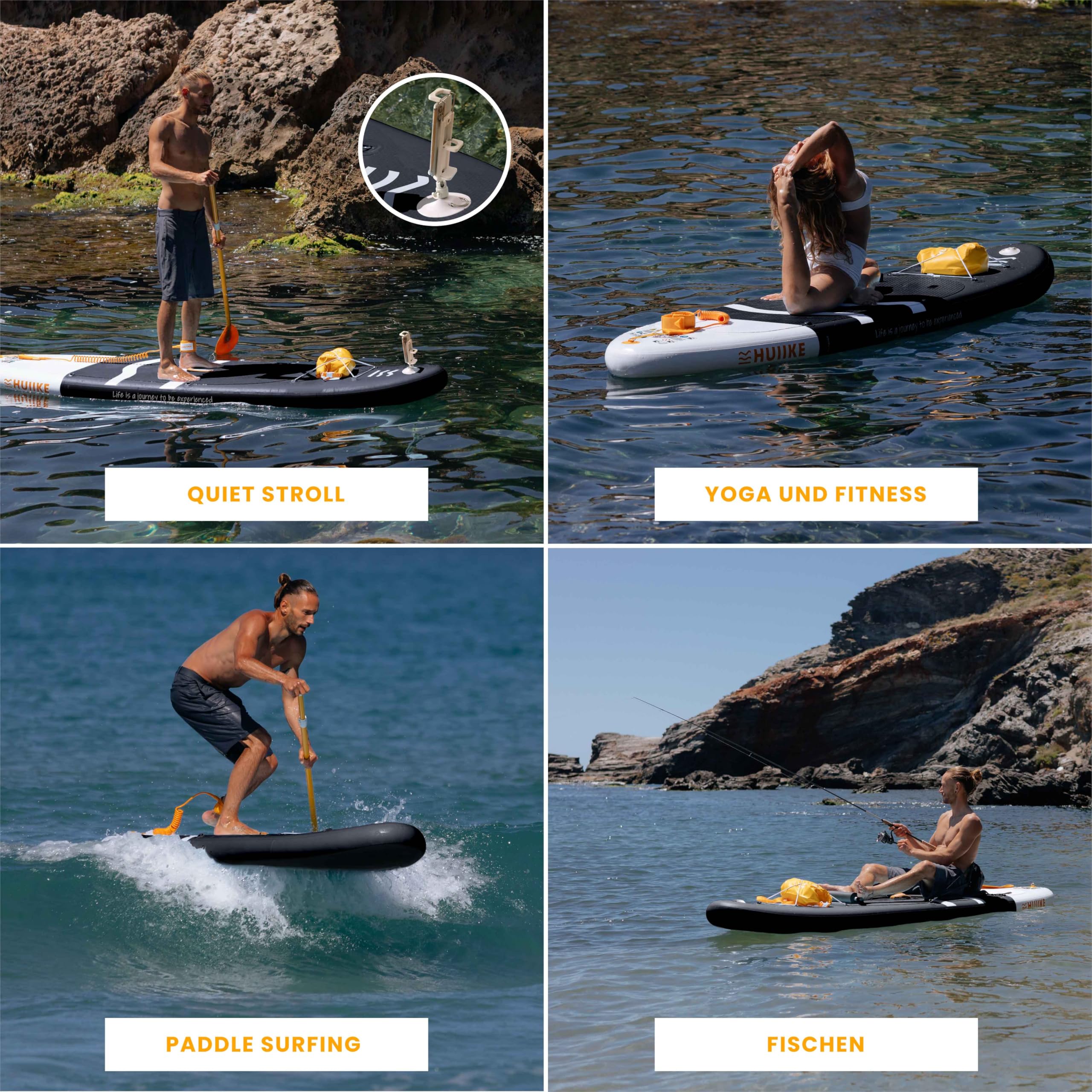 HUIIKE SUP Board 305×84×15 cm – aufblasbares Stand-Up-Paddle mit Paddel, Finnen & Pumpe, stabiles Board bis 130 kg Belastbarkeit